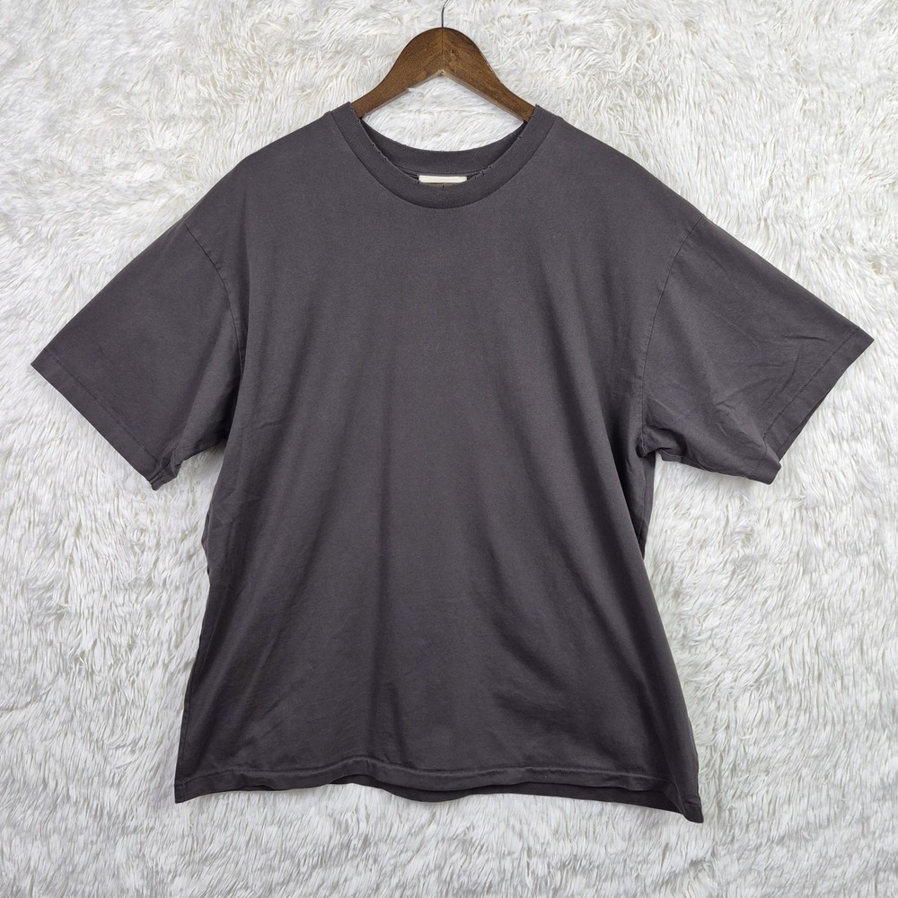ELWOOD Core Oversized Tee Shirt Vintage Gray Distressed Organic Cotton Mens L